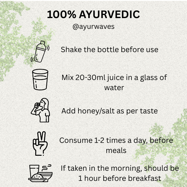 100% Ayurvedic instructions for Cold Pressed Amla Juice preparation and consumption.