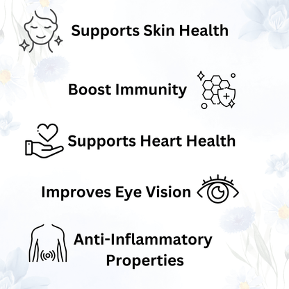 List of health benefits with corresponding icons on a light background
